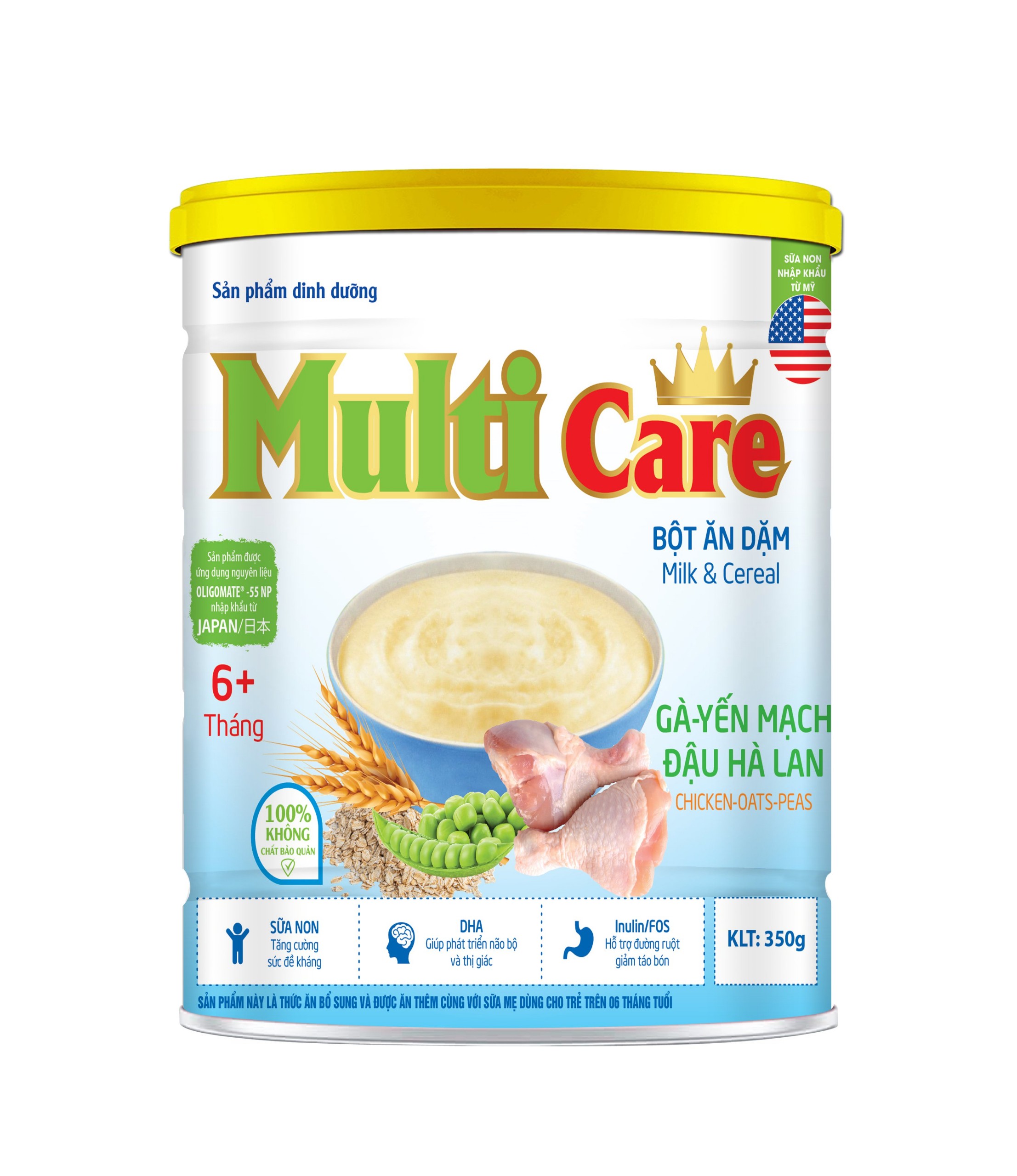 Bột Ăn Dặm Multi Care Gà Yến Mạch Đậu hà lan